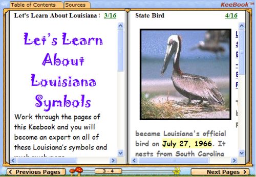 Louisiana Symbols KeeBook Web book