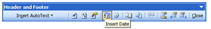 Header and Footer Toolbar